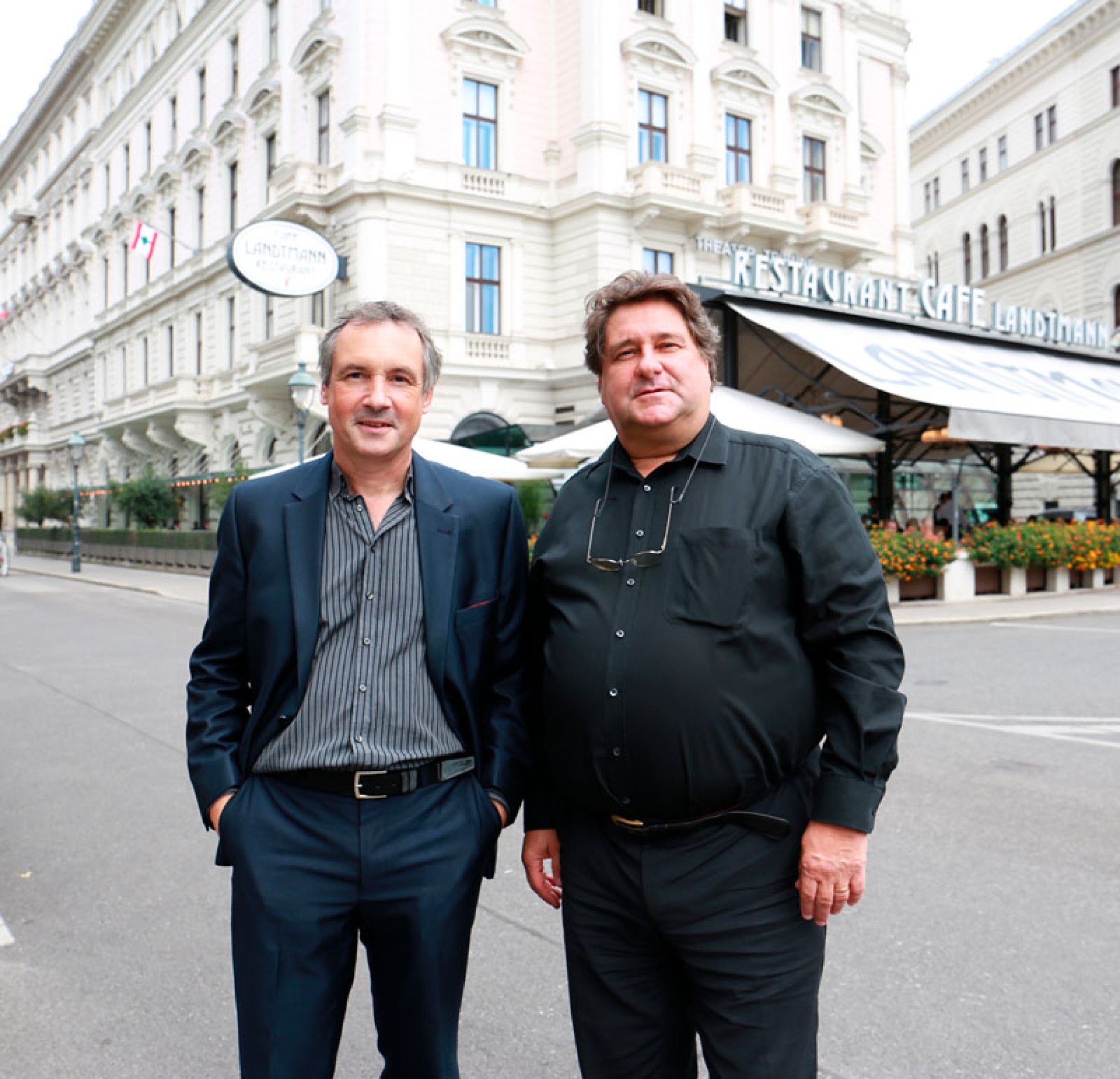 Regisseur
                                    des Garser Fidelio Stephan Bruckmeier, Oper Burg Gars-Intendant Johannes Wildner