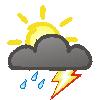 Tagsymbol,
                                    Symbolcode "u", Sonne, Wolken, Regenschauer, Gewitter möglich